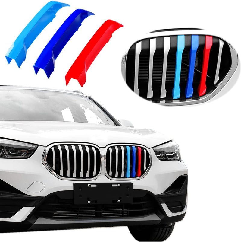 Goodream Tricolored Grille Insert Trims Compatible with BMW 2020 2021 2022 F48 X1 LCI Model Accessories for w/Standard 7-Beams Kidney Grille - Image 1